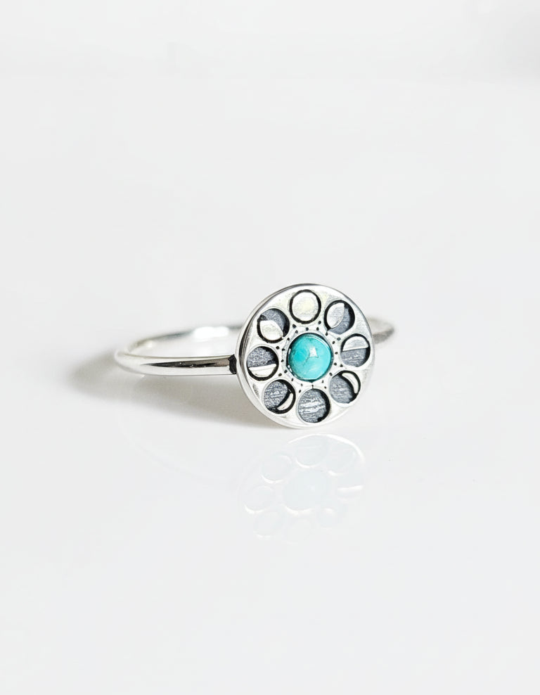 Sterling Silver Moon Phases Turquoise Ring - view 5