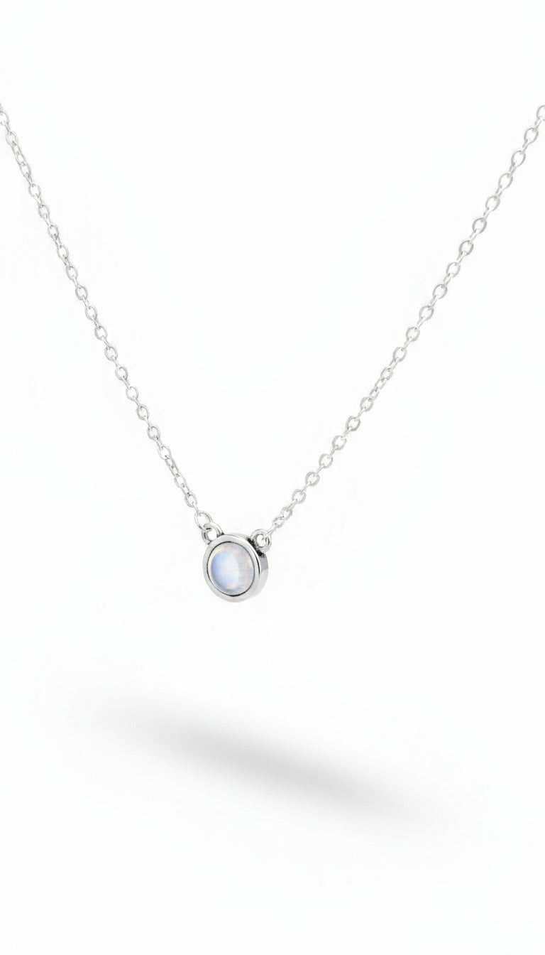 Sterling Silver Minimalist Moonstone Pendant Necklace - view 3