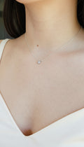 Sterling Silver Minimalist Moonstone Pendant Necklace - view 2