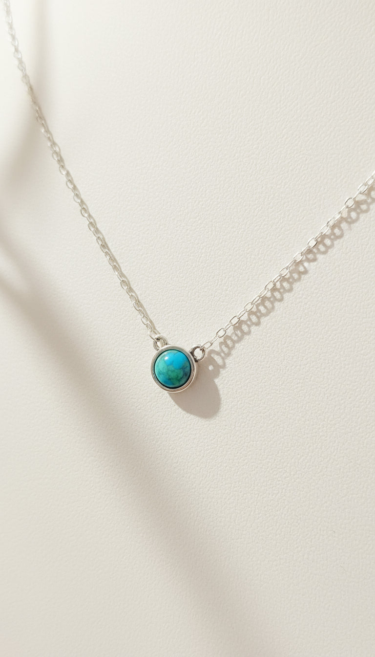 Sterling Silver 925 Delicate Turquoise Necklace - view 6