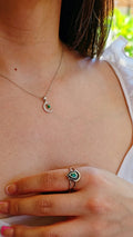 Sterling Silver Turquoise Beaded Crescent Moon Ring - view 8