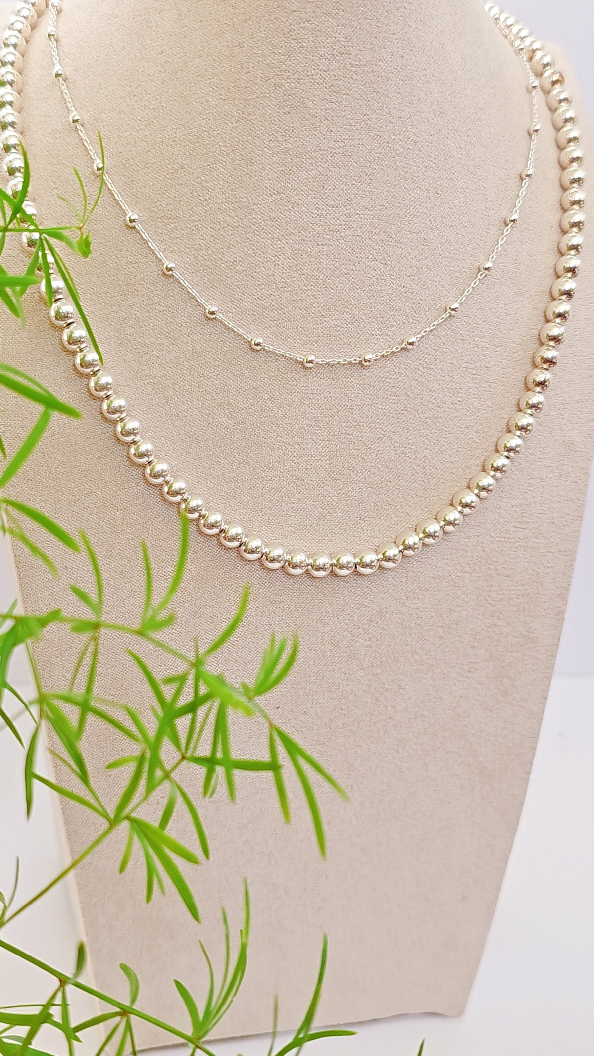 Sterling Silver Beaded Chain Necklace - view 9