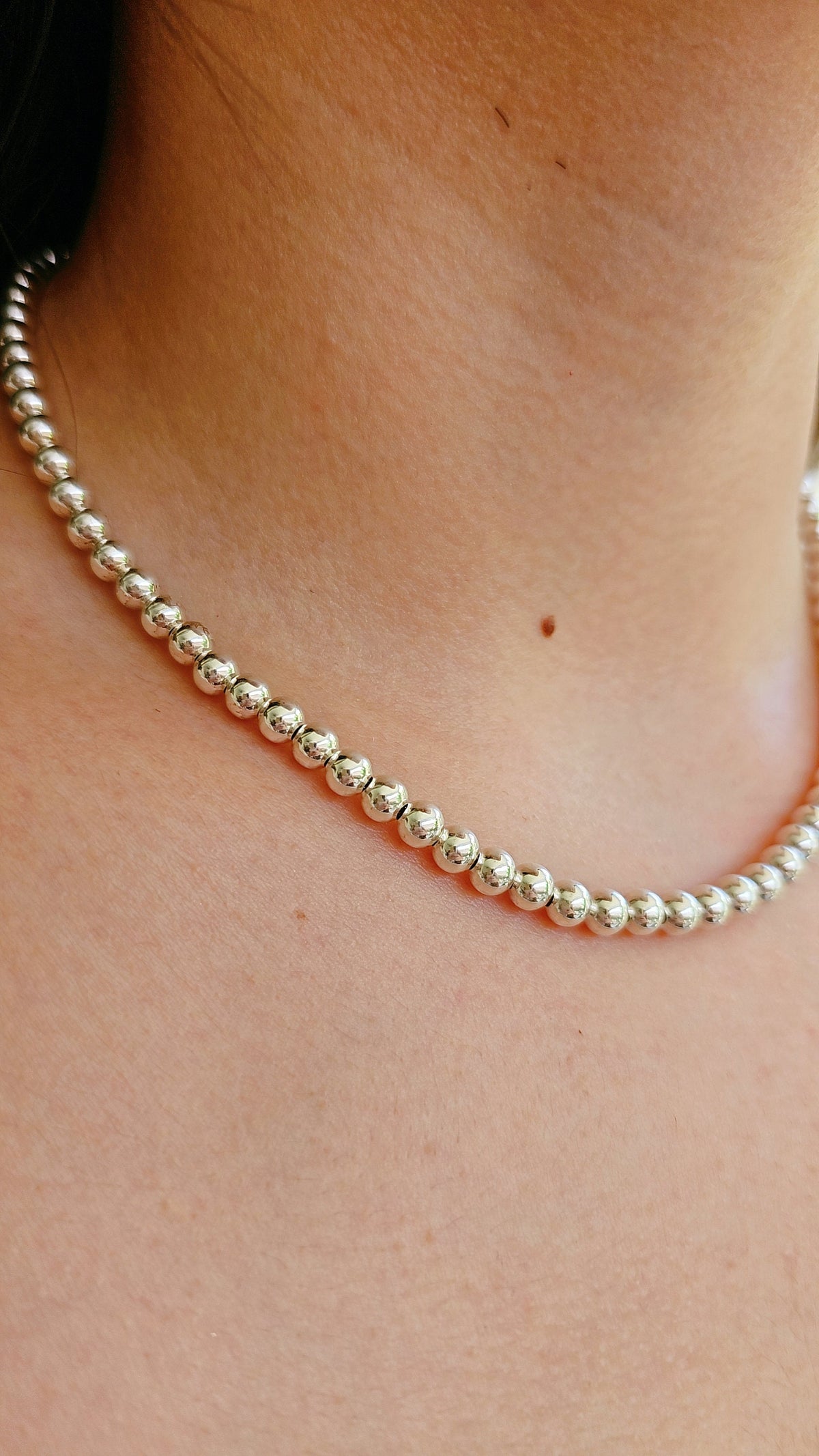 Sterling Silver Beaded Chain Necklace - view 2