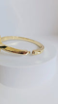 Gold Mother of Pearl Flower Clover Bangle - view 8