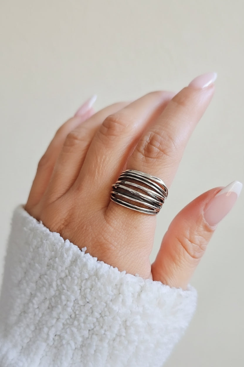 Sterling Silven Woven Statement Ring - view 4