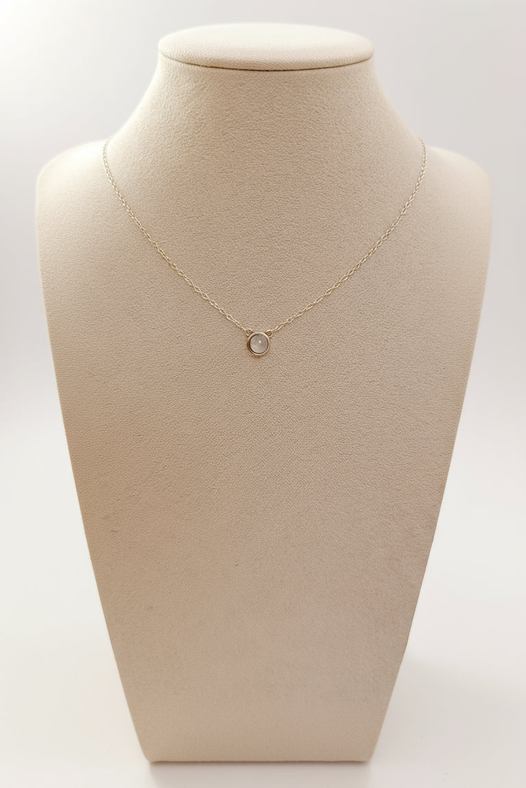 Sterling Silver Minimalist Moonstone Pendant Necklace - view 5