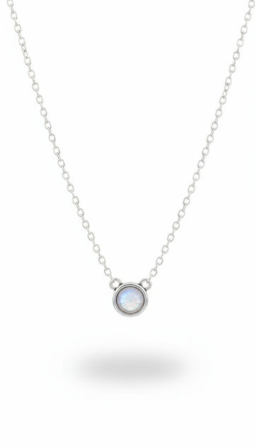 Sterling Silver Minimalist Moonstone Pendant Necklace