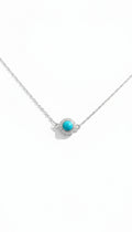 Sterling Silver Halo Turquoise Adjustable Necklace