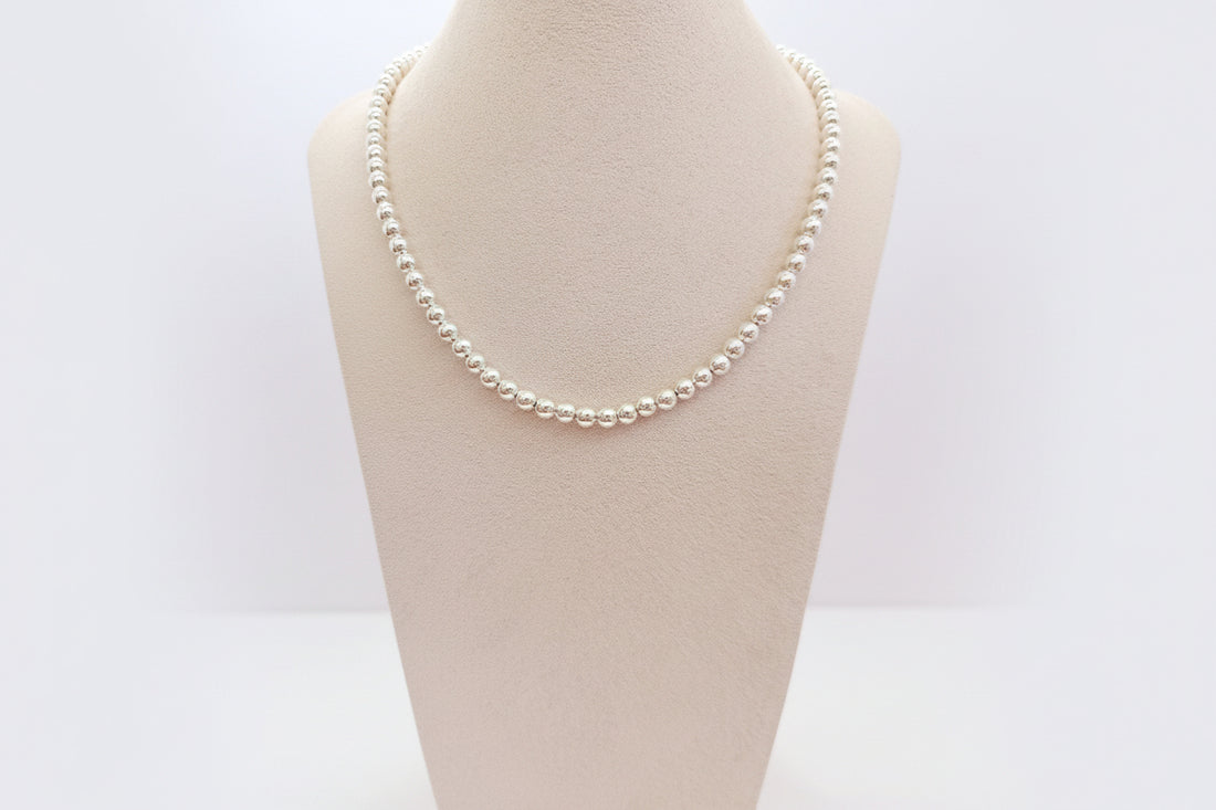 Sterling Silver Beaded Chain Necklace