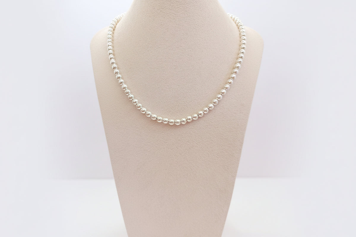 Sterling Silver Beaded Chain Necklace