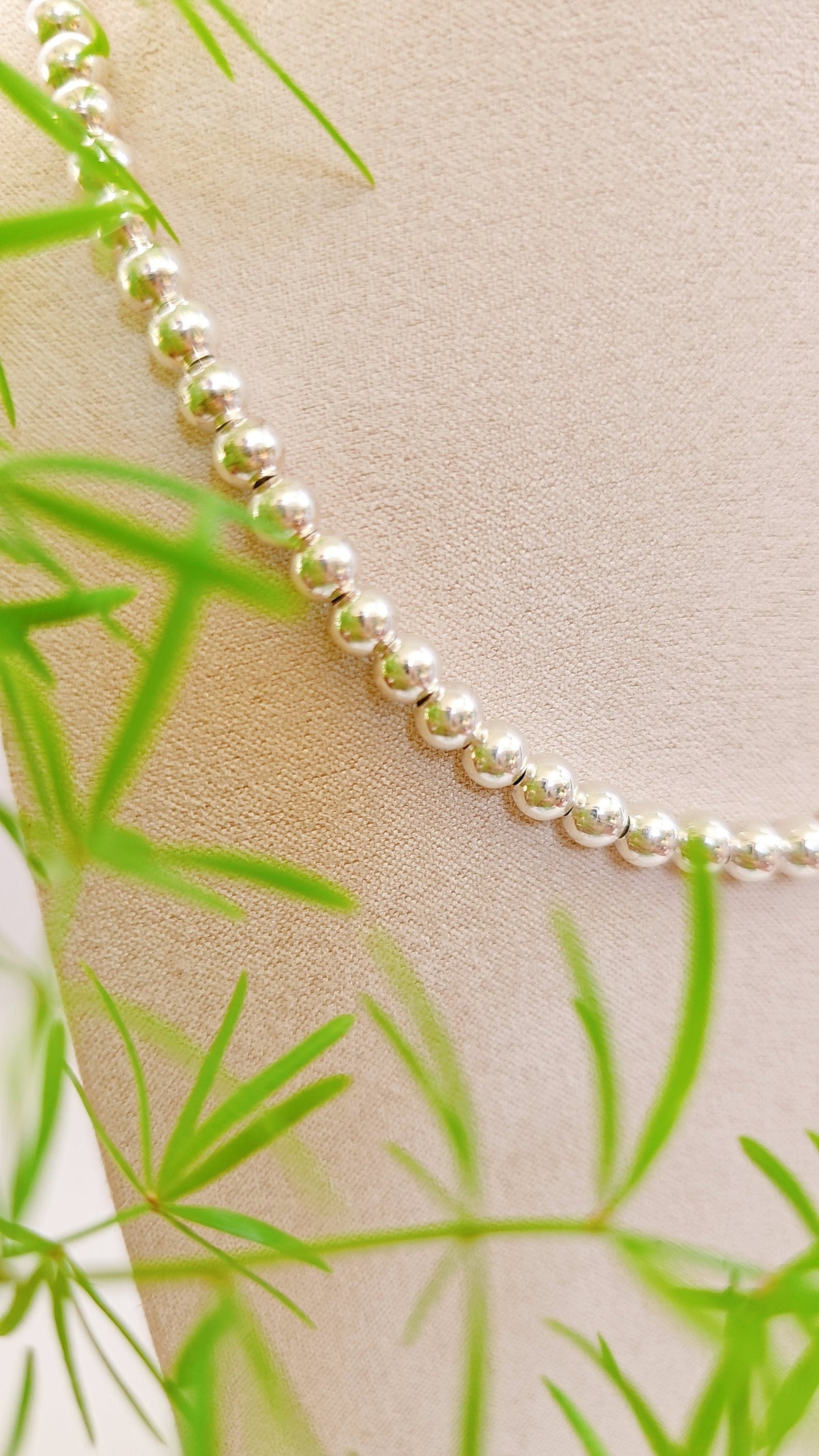 Sterling Silver Beaded Chain Necklace - view 4