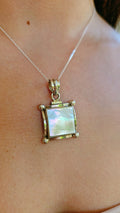 Sterling Silver Natural Mother of Pearl Pendant Necklace - view 9