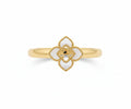 Gold Mother of Pearl Flower Clover Bangle