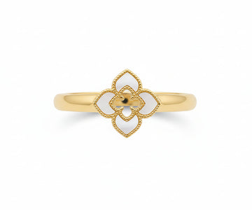 Gold Mother of Pearl Flower Clover Bangle