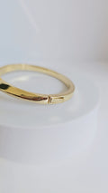 Gold Mother of Pearl Flower Clover Bangle - view 7