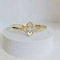 Gold Mother of Pearl Flower Clover Bangle - view 4