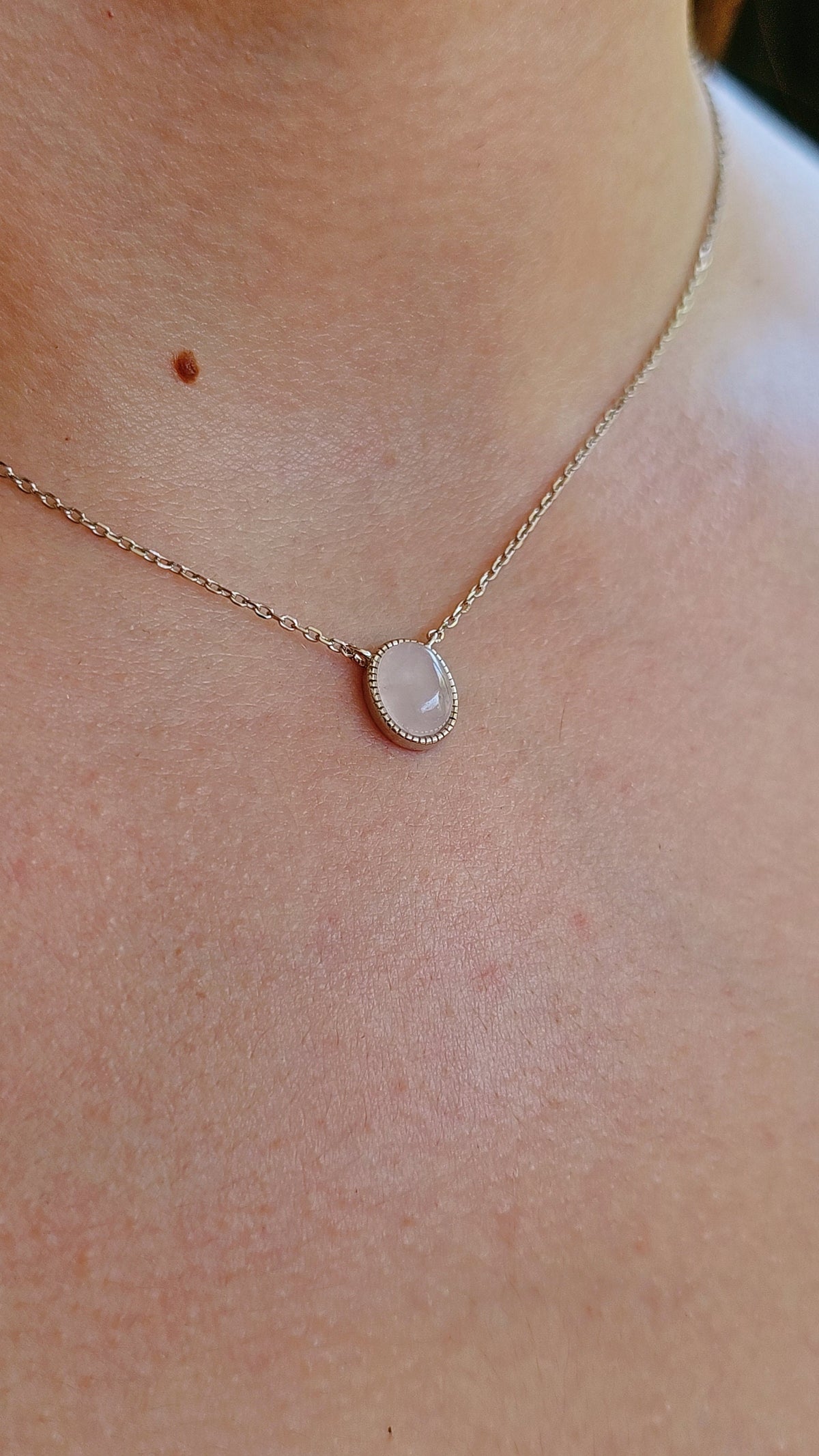 Sterling Silver Rose Quartz Pendant Necklace - view 5