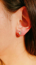 Sterling Silver 925 Dainty Pearl Fan Stud Earrings - view 2