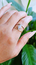 Sterling Silver 925 Moonstone Rainbow Double Band Ring - view 5