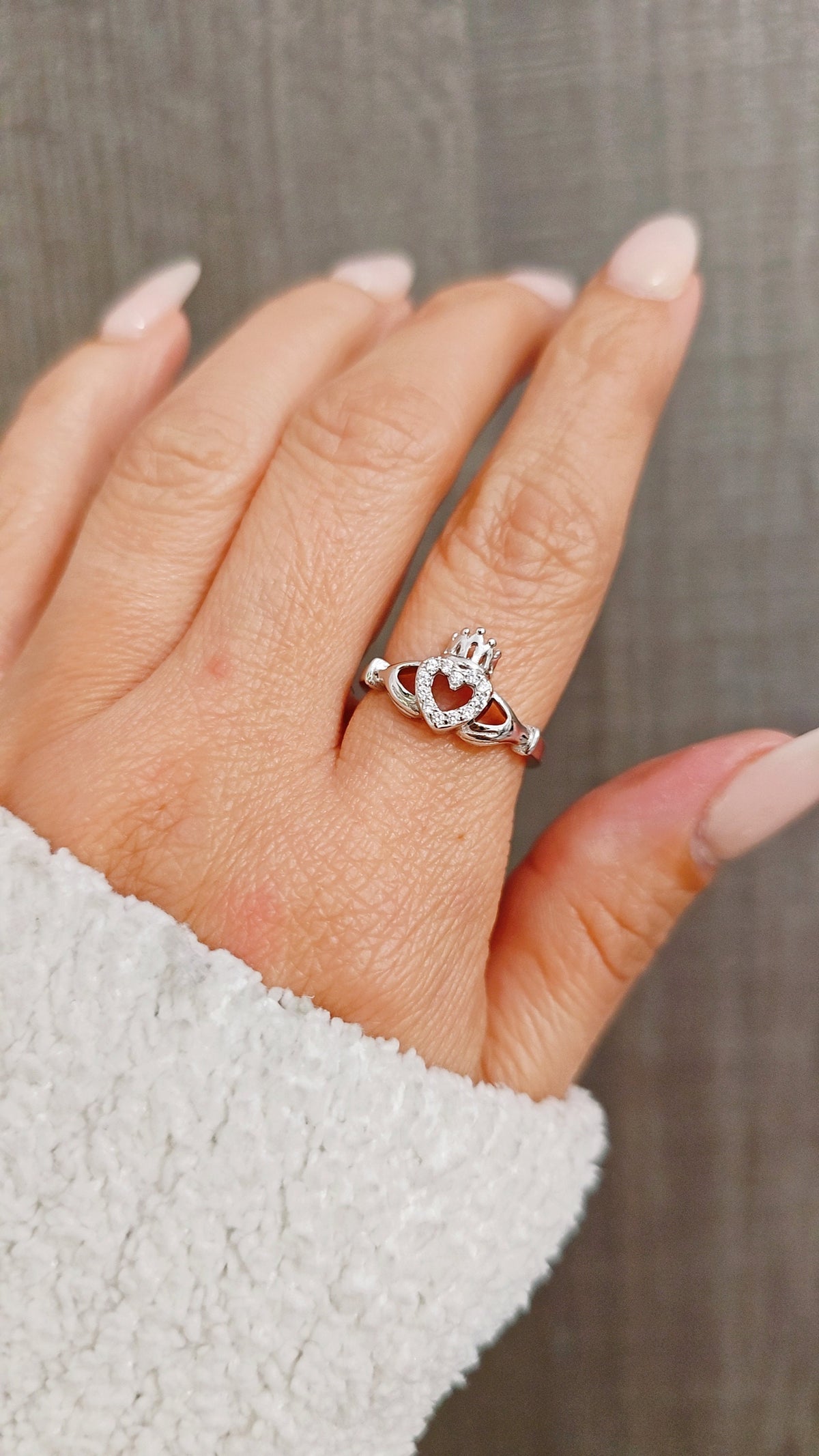 Sterling Silver Celtic Heart Crown Ring - view 2