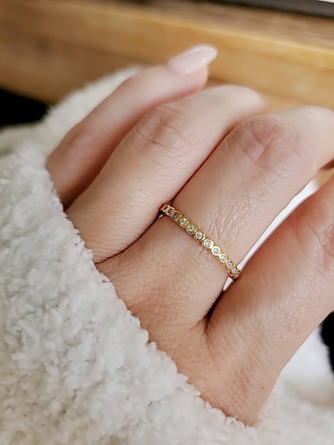 Sterling Silver Dainty Eternity Gold Plated Ring - view 3