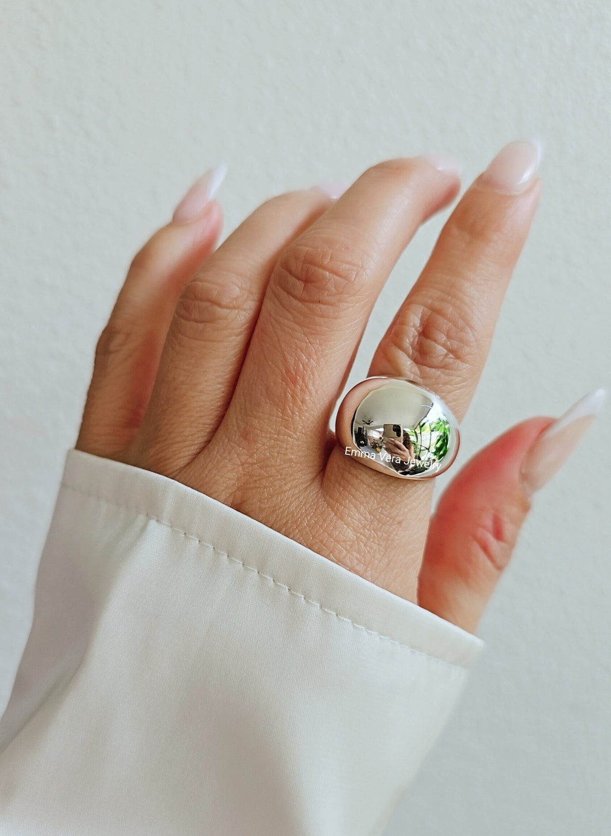 Sterling Silver High Polished Dome Ring - view 4