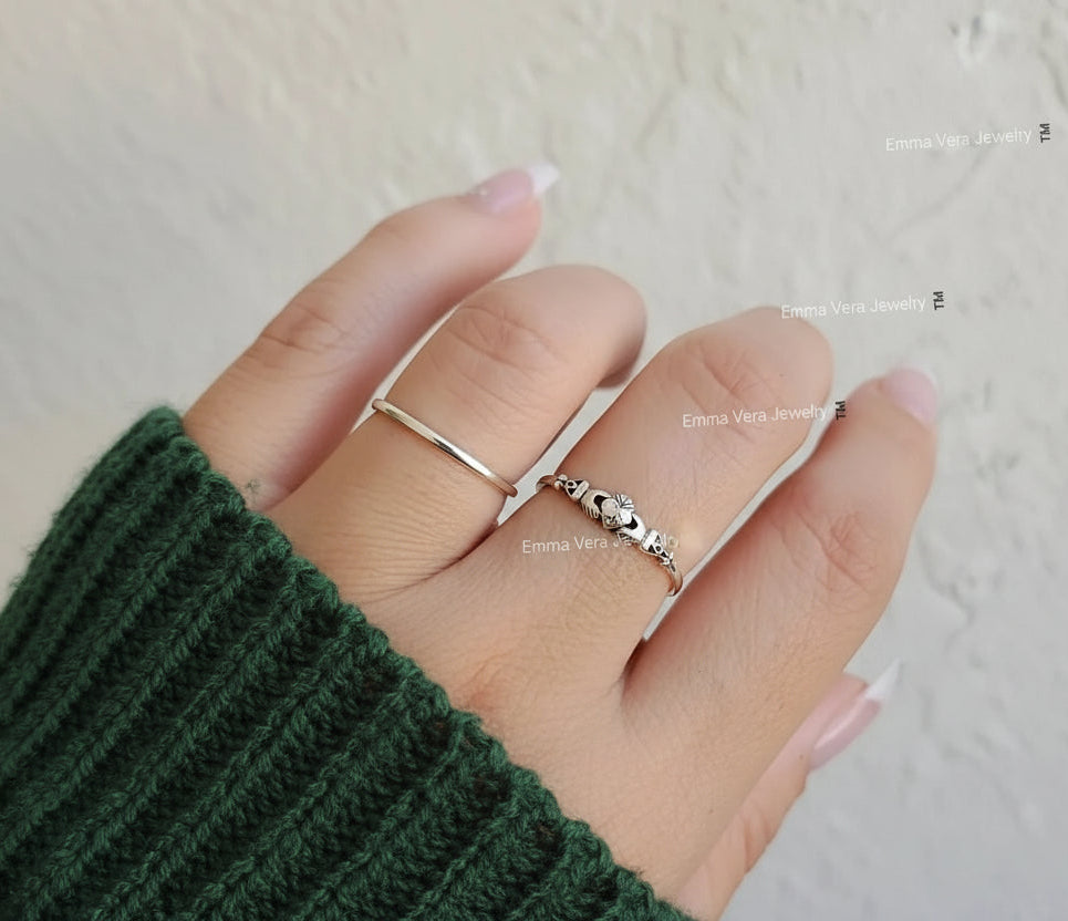 Sterling Silver Tiny Claddagh Dainty Irish Ring