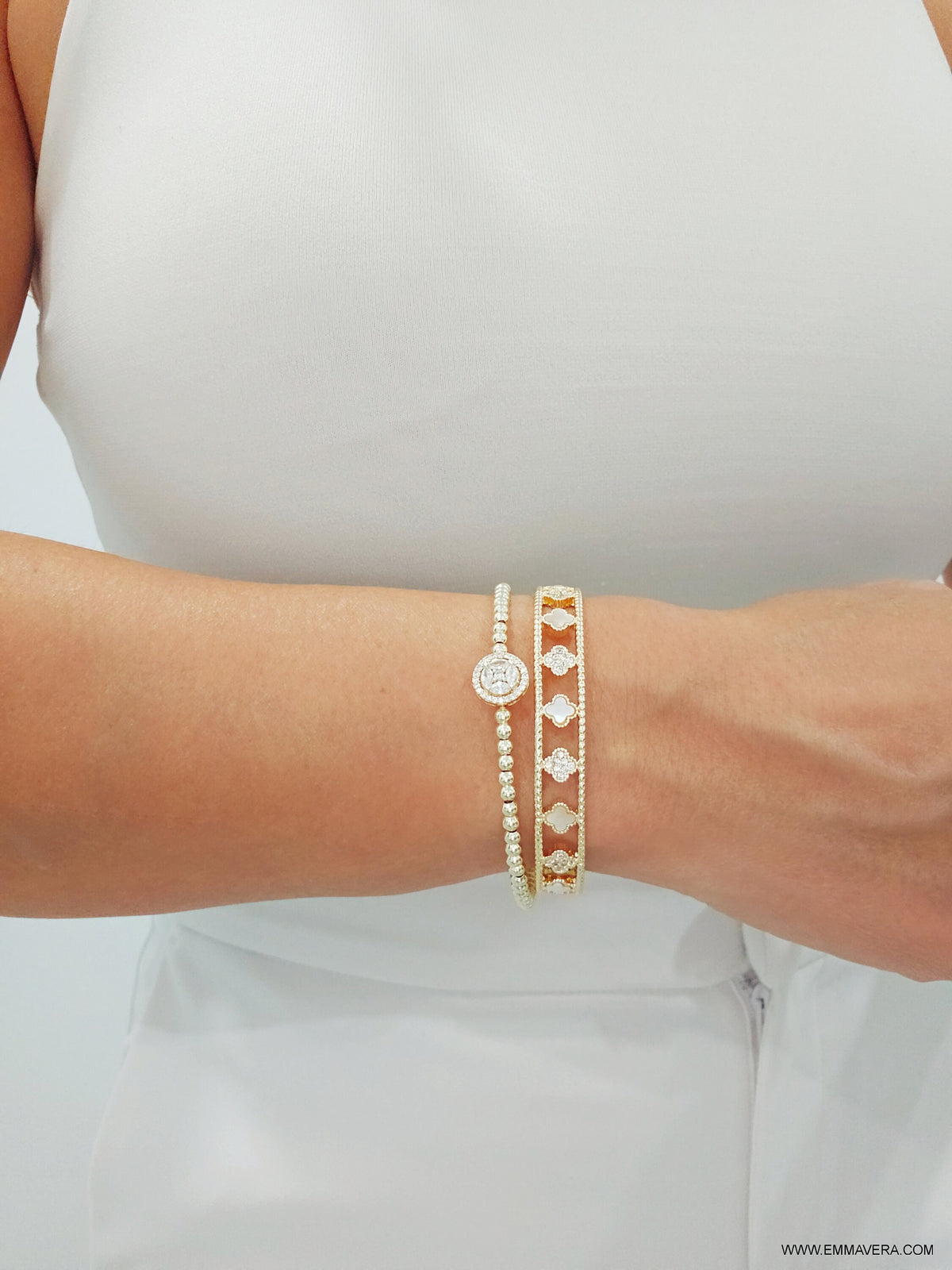 Gold Mother of Pearl Slider Bracelet - view 8