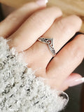 Sterling Silver Chevron V Ring - view 2