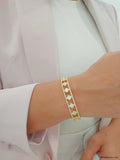 Gold Flower Mother of Pearl Bracelet - view 2