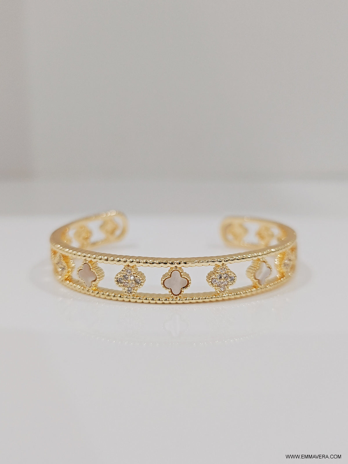 Gold Flower Mother of Pearl Bracelet - view 3