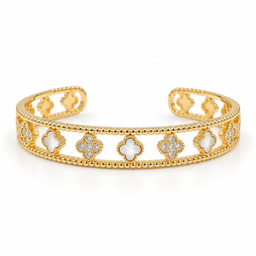 Gold Flower Mother of Pearl Bracelet - view 3