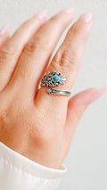 Sterling Silver Genuine Turquoise Paddle Ring - view 2