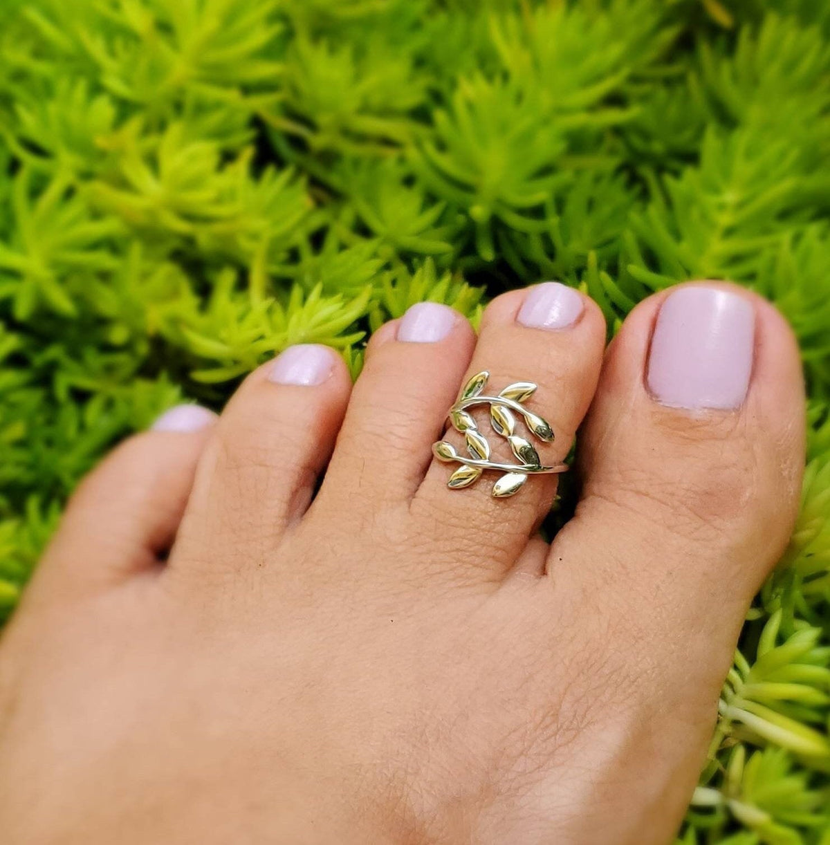 Sterling Silver Leaf Toe Ring - view 2