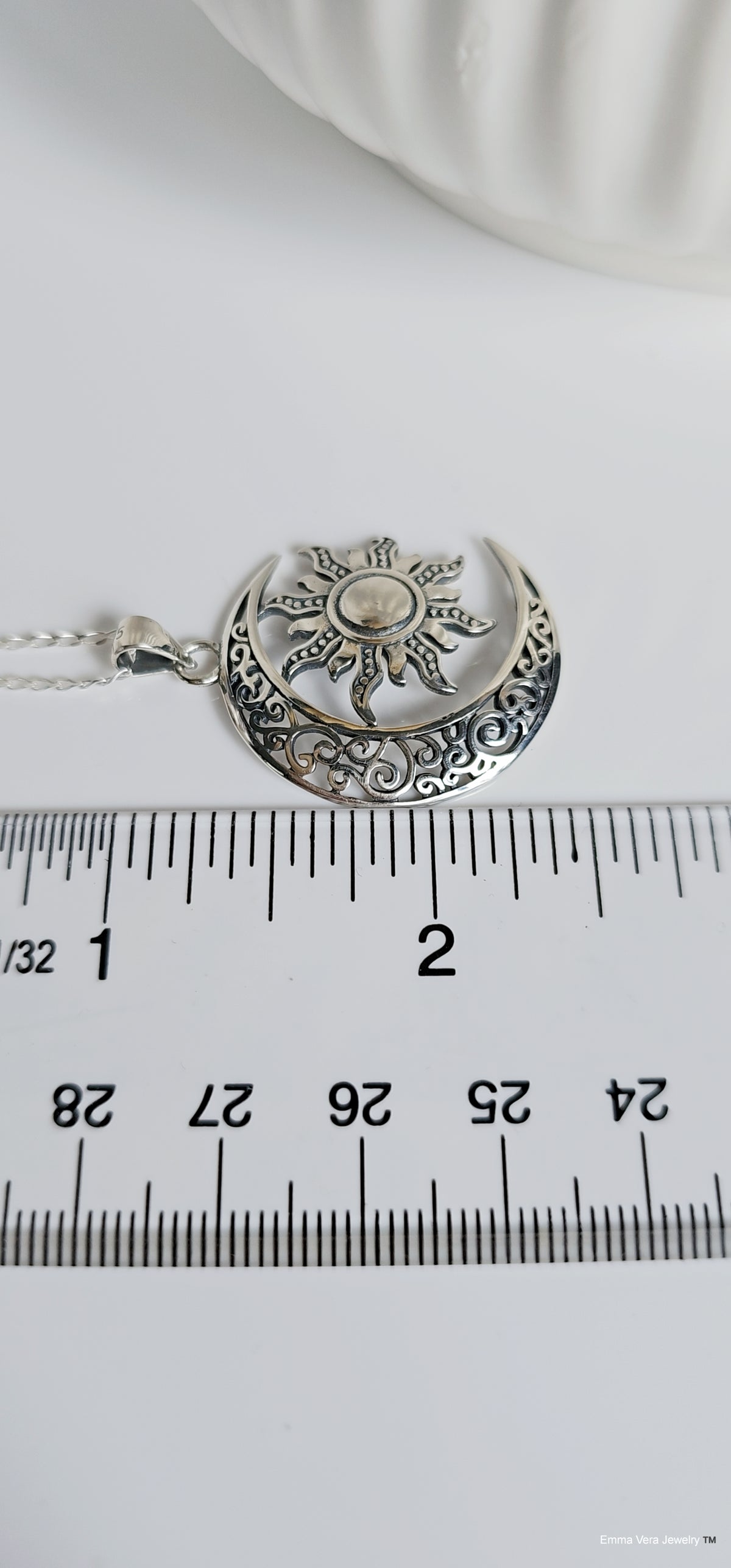 Sterling Silver Moon Sun Celtic Pendant Chain Necklace - view 5