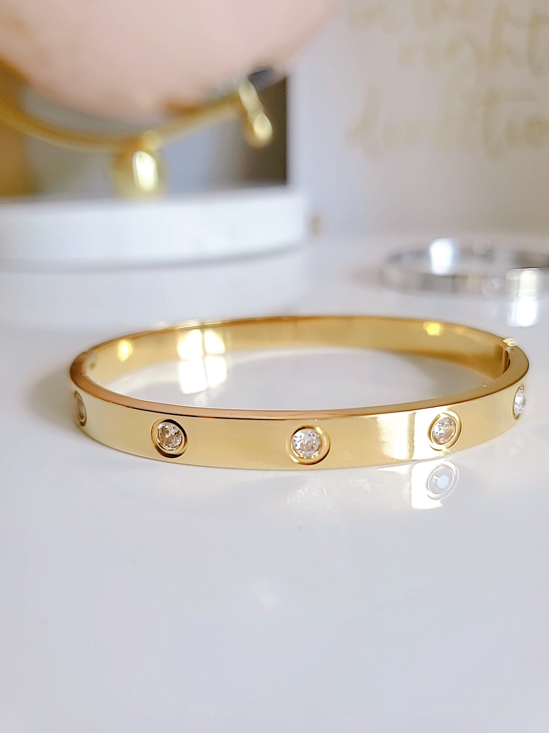 Gold and Silver Cz Bangle Bracelet - view 8