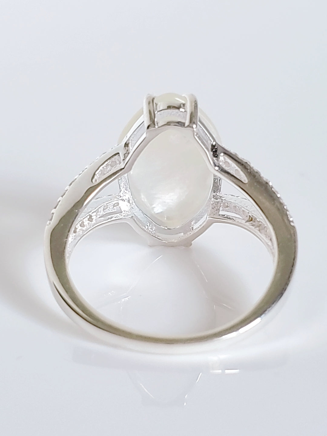 Sterling Silver Natural Mother of Pearl Statement Bold Ring - view 9
