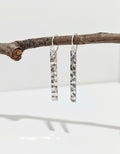 Sterling Silver 925 Lite Hammered Drop Bar Earrings