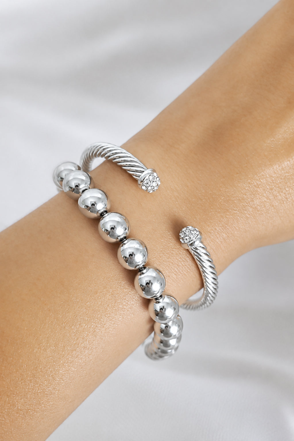 Gold Dome Crystal Bangle Bracelet - view 4
