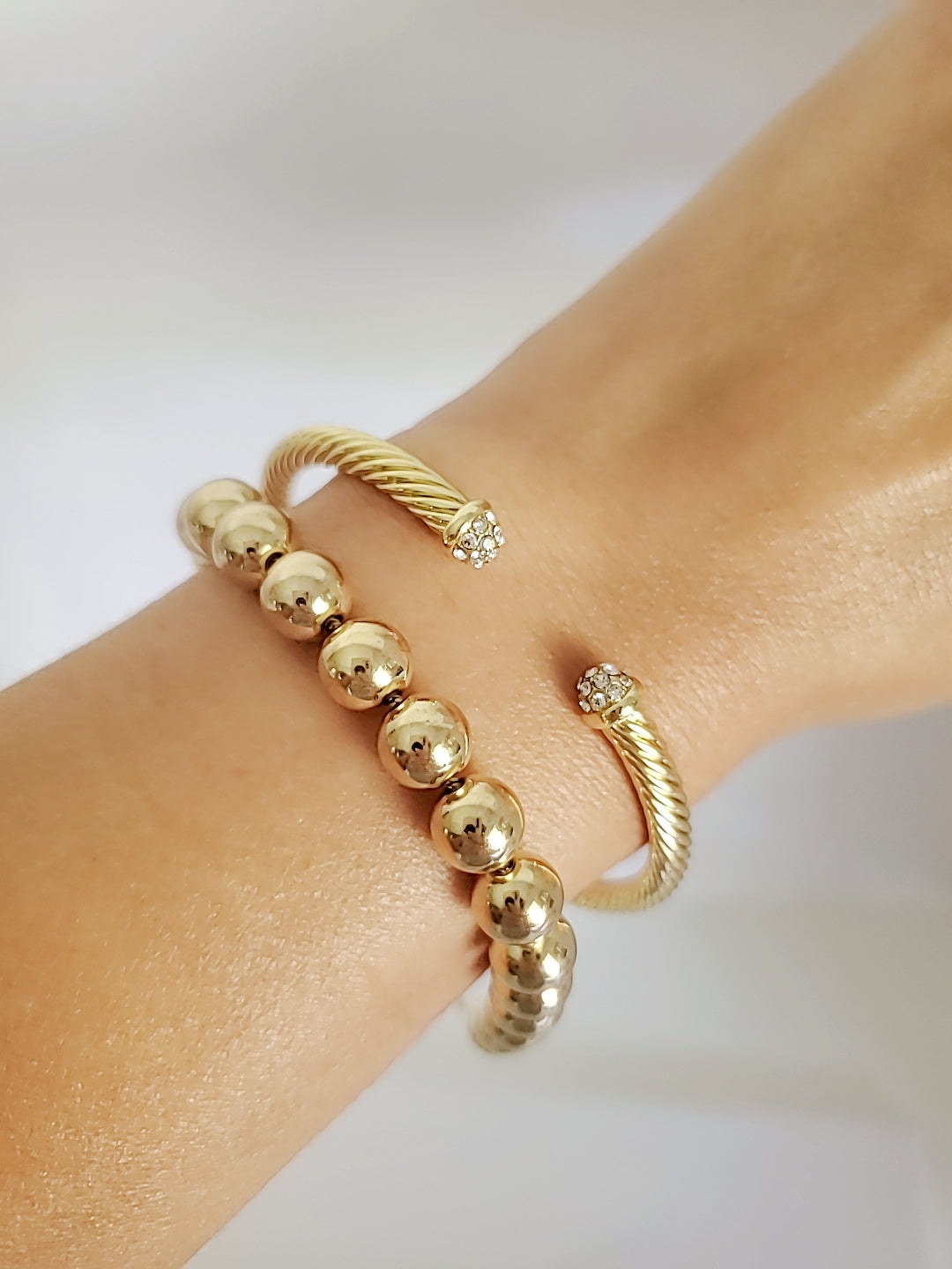 Gold Dome Crystal Bangle Bracelet - view 3