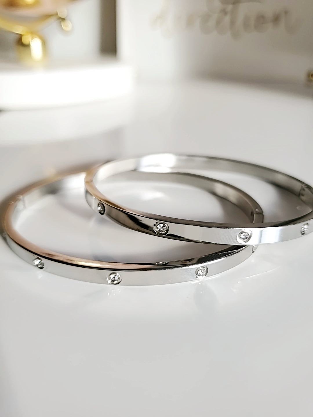 Statement Silver Bangle Bracelet - view 3