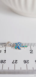 Sterling Silver Palm Tree Blue Blue Opal Pendant Necklace - view 5