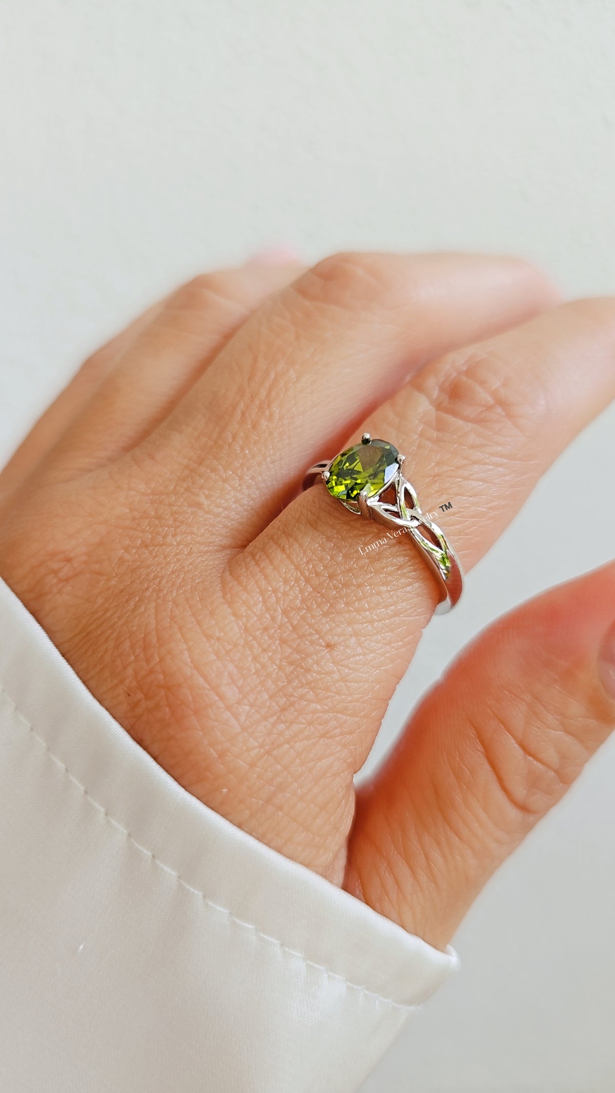 Sterling Silver Peridot Celtic Ring - view 4