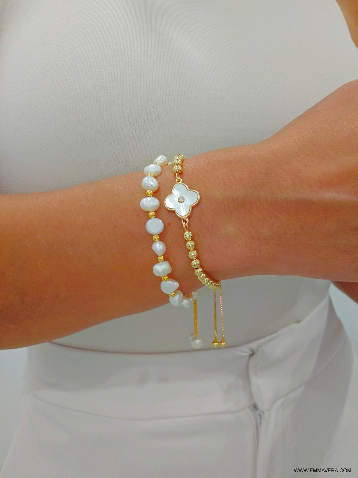 Genuine Fresh Water Pearl Slider Bracelet - view 2