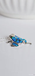 Sterling Silver Blue Opal Frog Pendant Necklace - view 3
