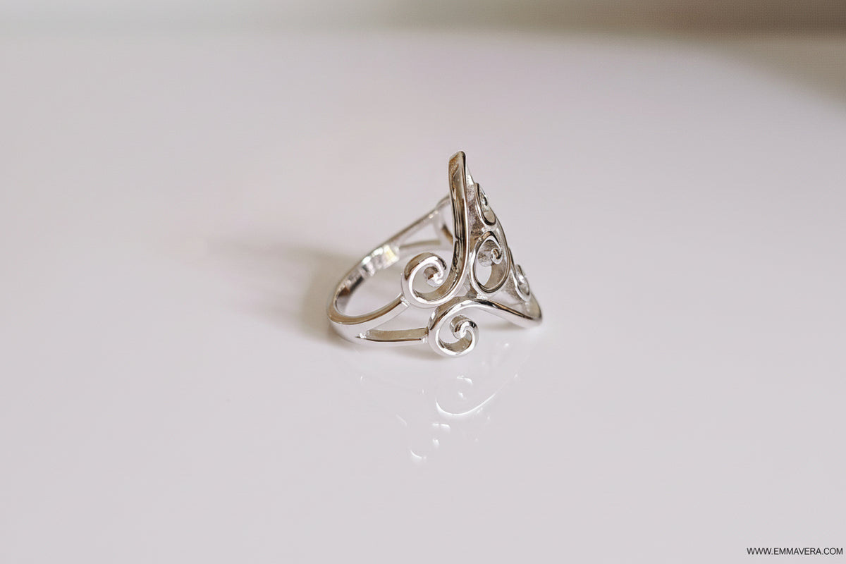 Sterling Silver 925 Bold Filigree Ring - view 4