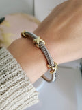 Silver Cross Cable Bangle Bracelet - view 5
