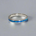 Sterling Silver 925 Blue Opal Unisex Band Ring - view 4
