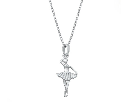 Sterling Silver Ballerina Charm Necklace