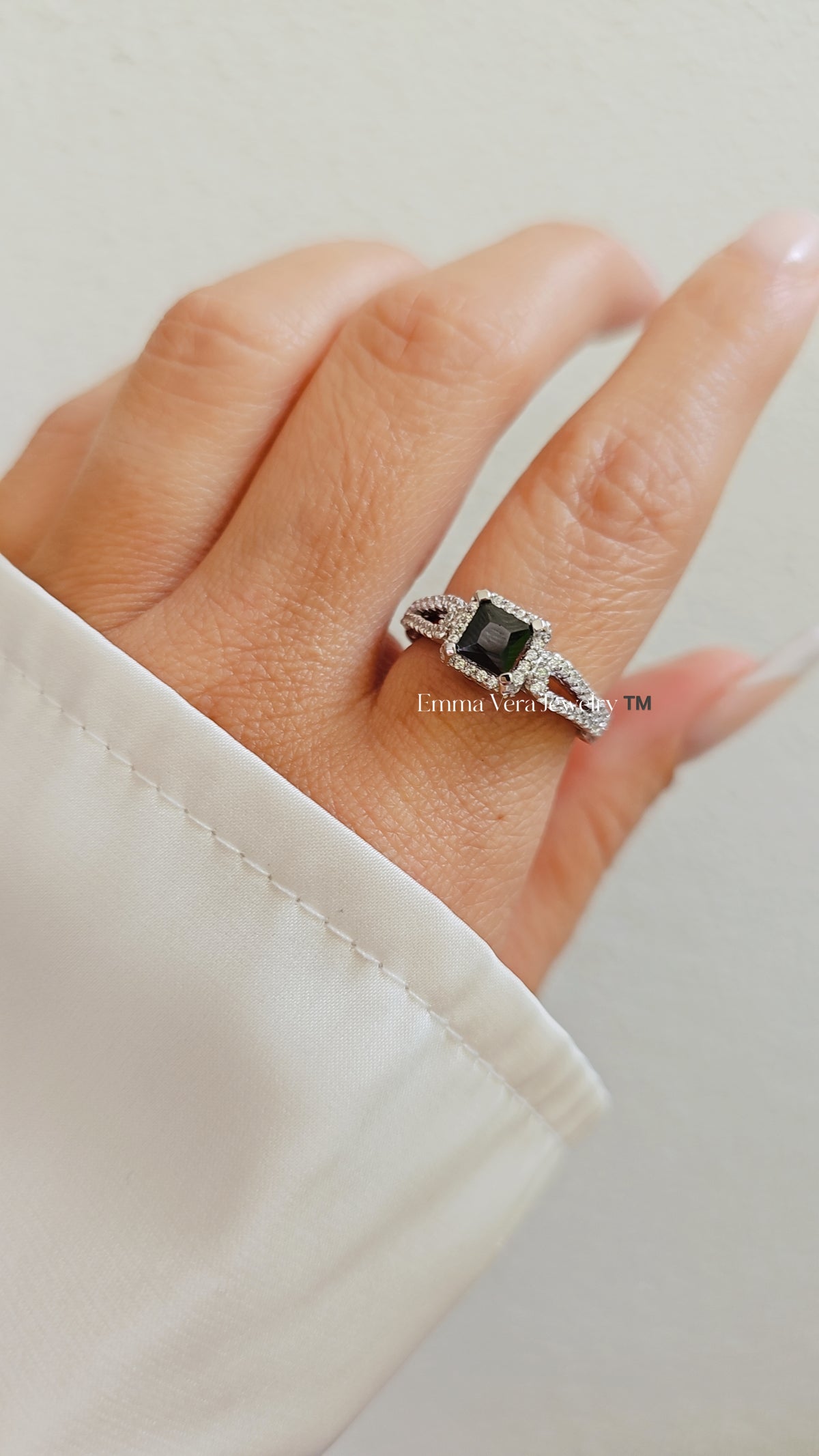 Sterling Silver Princess Cut Sapphire ring - view 9